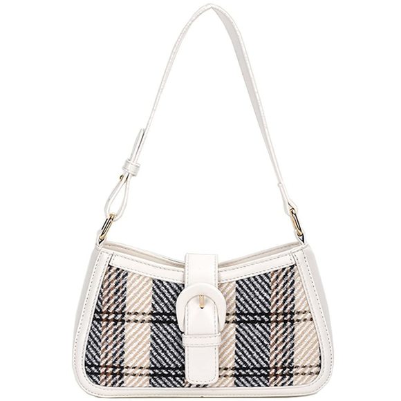 Contrast Color Plaid Striped Saddle Crossbody Shoulder Underarm V :) - Picture 1 of 7
